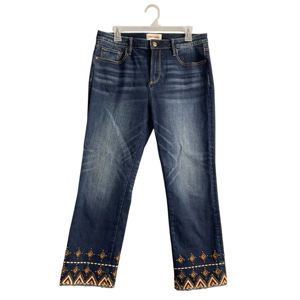 DRIFTWOOD Colette High Rise Jeans cropped festival western embroidered size 31